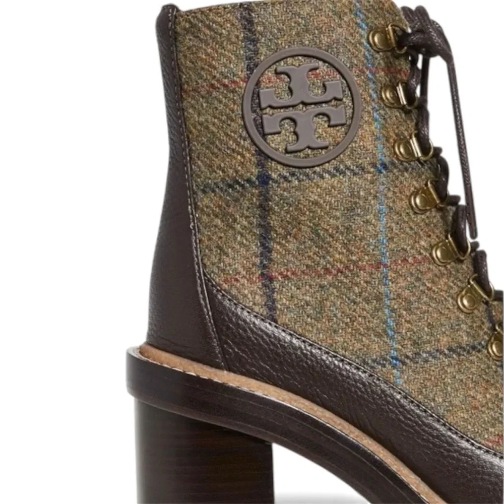 Tory Burch Miller Wool Lug Sole Hiker Booties Brown Ankle Boots Size 10